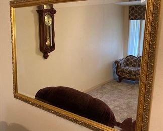 Gold Wood Frame Hall Mirror.