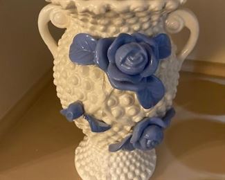 Vintage White Art Double Handle Vase.