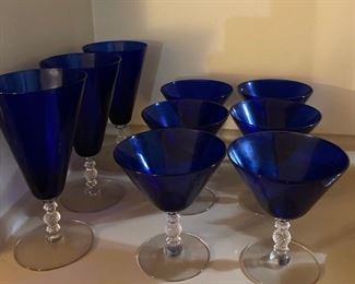 Art Deco Cobalt Blue Wine/Cocktail Glasses.