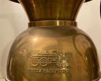 Antique Union & Pacific Brass Spittoon.