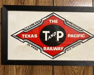 Vintage Texas and Pacific Railroad Sign.