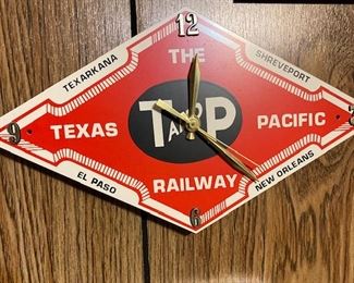 Vintage Texas and Pacific Railroad Wall Clock.
