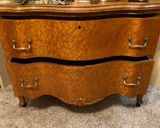 Antique 2 Drawer Birdseye Dresser.