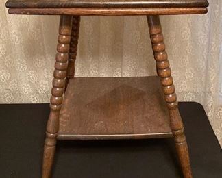 Vintage 1940's Square Two-Tier Bobbin Leg Parlor Table.