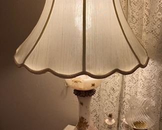 Hand Painted Marble Base Table Lamp.