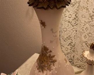 Hand Painted Marble Base Table Lamp.