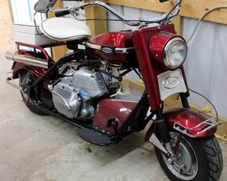 22 - 1964 Cushman Eagle Motorcycle with shift on side of tank, has clutch or will shift automatic.  Electric start will run 60 MPH, restored 10 years ago