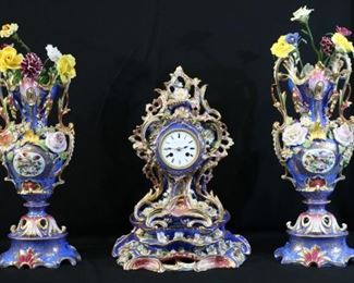 63 - Magnificent monumental pair of 19th Century Old Paris scenic vases, T, 24 in., W, 12 in.