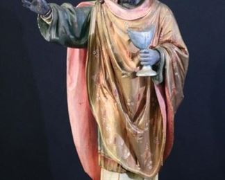 92 - 19th Century polychromed wood figure of the Wise Man, H. 25 in., W. 12 in.