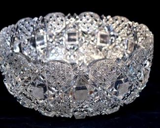 35 - Very large brilliant cut glass bowl, 4.5 in. T, 10 in. D.