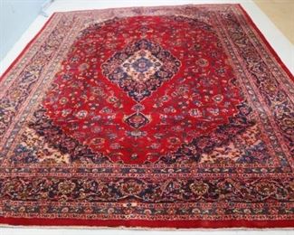 70 - Antique Persian rug, red, blue and cream, 9 ft. 10 in. x 13 ft.