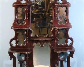 102 - Rosewood etagere with marble insert and drawer in bottom, 7 ft. 3 in, 48 in. W, 19 in. D. 