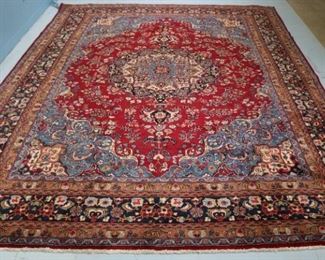 135 - Hand woven Iranian rug, red, blue, orange, blue, black, 12 ft. 9 in. x 9 ft., 6 in.
