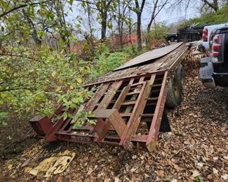 Red trailer wood floor flip down ramp 15'8" X 20"