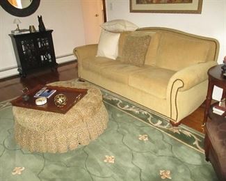 Raymour & Flannigan Nailhead Lined Sofa ~ Large Rolling Ottoman ~ Many Rugs To Choose From 