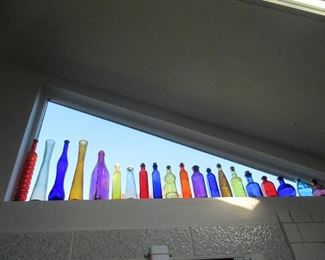 Large Colored Glass Bottle Collection