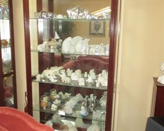  Pair of Lighted Curio Cabinets Side Door Opening