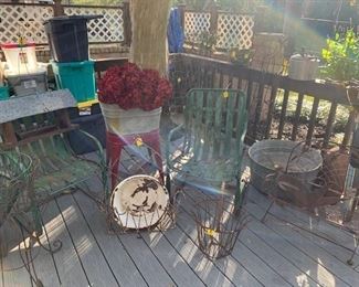 Antique Yard art and planters
