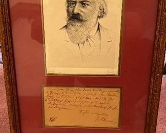Original Johannes Brahms handwritten and signed card
