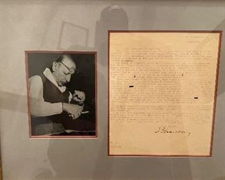 Famous Composer Igor Stravinsky signed letter
