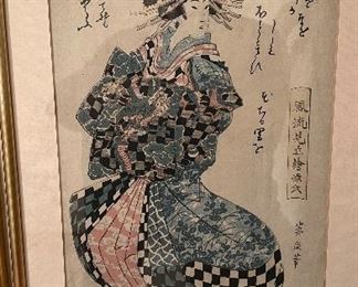 Keisai Eisen original early 19th century Japanese woodblock