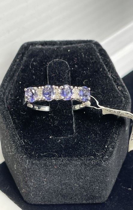 Iolite & Diamond Gold Ring