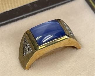 Gold Ring with Diamond Accents. Star Sapphire?