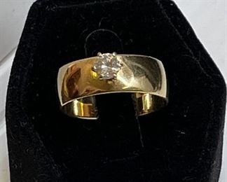 14K Plumb Gold with Diamond Solitaire