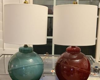 Pair of vintage Art Deco Saturn lamps by Idealite Co.