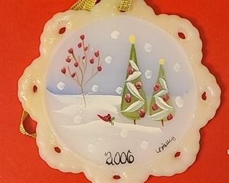 Fenton glass Christmas ornaments