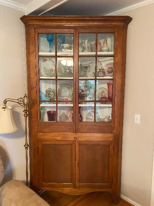 Antique corner cabinet 89”h x 46”w x 27”d