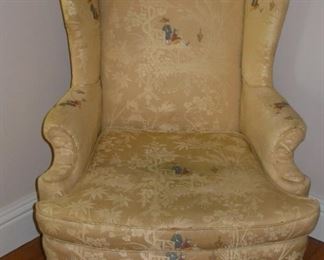 Asian Inpsired Fabric on this Vintage Wingback Chair