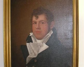 Portrait of William Whitcomb, Naval Officer in the War of 1812, by Ethan Allen Greenwood 1779-1856...measures approx 20 x 26 inches, signed in the left corner "Greenwood Pinx" 1812, signature used by Greenwood.