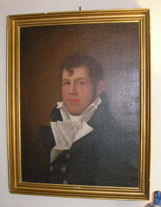 Portrait of William Whitcomb, Naval Officer in the War of 1812, by Ethan Allen Greenwood 1779-1856...measures approx 20 x 26 inches, signed in the left corner "Greenwood Pinx" 1812, signature used by Greenwood.