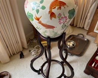 Franklin Mint Fish design Planter with Stand
