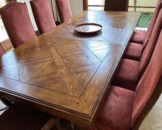 Wood Dining Table With Leaf & 10 Chairs