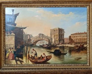 Oil on Canvas by Edward Pritchett (1807-1876) "Venice" 40"x28"