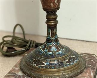 Beautiful Marble Lamp with Brass Cloisonne 