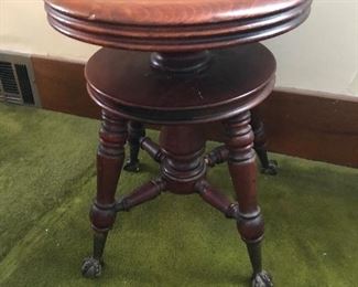 antique piano stool with claw feet