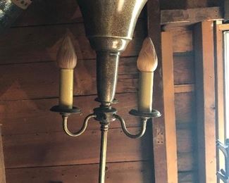 vintage art deco trumpet torchiere 3 arm brass floor lamp