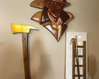 wood intarsia firefighter