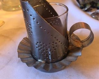 Irvin’s punch out metal candle holder 