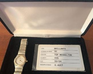 Omega Constellation Diamond ladies watch 18K and SS