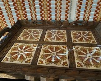 Great brown and yellow tile tray.