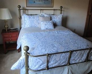 Full size Antique Brass Bed with new Sealey mattress and box springs