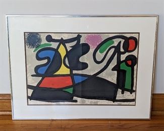 Framed “Composition IX” Lithograph by Joan Miro. Measures 21” x 28” and includes the certificate of authenticity.