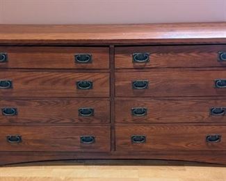 Wood Dresser by Durham. Measures 66” wide, 19” deep and 30” high