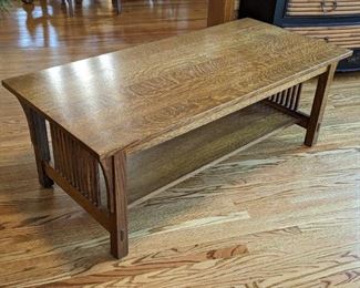 Stickley Mission Style Coffee Table. There are some light scratches but in overall great condition. Measures 22” x. 48” and 17” 