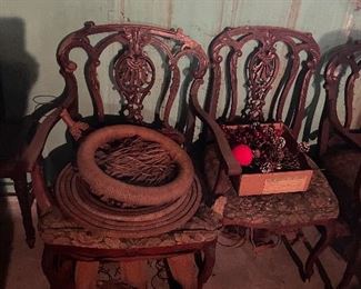 Antique Wood Carved Chairs