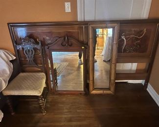 Chair is $10. Mirrors $10 each. 

California king size head board $50

This is the 75% off price 